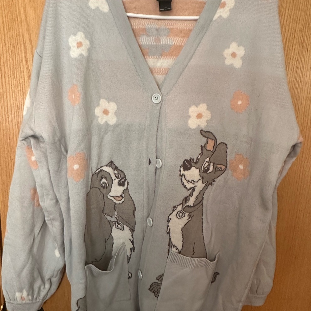 Disney Gray and Orange Cardigan Sweater